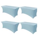 Obstal 6ft Stretch Spandex Table Cover - 4 Pack Universal Rectangular Fitted Tablecloth Protector for Wedding, Banquet and Party (Dusty Blue, 72L x 30W x 30H Inches)
