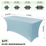 Obstal 6ft Stretch Spandex Table Cover - 4 Pack Universal Rectangular Fitted Tablecloth Protector for Wedding, Banquet and Party (Dusty Blue, 72L x 30W x 30H Inches)