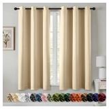 MIULEE Cream Beige Blackout Curtains for Bedroom Living Room 63 Inches Long 2 panels, Thermal Insulated Room Darkening Drapes Solid Grommet Top Noise Reducing Light Blocking Window Curtains 40x63 Inch