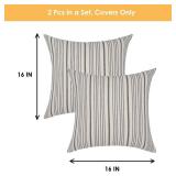NAVIBULE Gray Pillow Covers Farmhouse Linen Throw Pillow Covers Striped Outdoor Decorative Square Throw Pillows for Couch Sofa Bed 16 x16 in Pack of 2 Gray and Cream