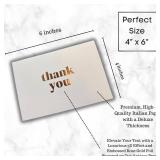 RUN2PRINT 36 Pack Thank You Cards With Envelopes & Stickers - Elegant Rose Gold Foil Pressed - Blank Notes Wedding, Bridal, Baby Shower, Business and Formal All Occasion Cards (Ivory)
