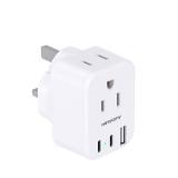 US to UK Ireland Travel Plug Adapter, HANYCONY Type G Travel Adapter 2 Outlets 3 USB Ports(2USB C), UK Power Adapter Converter for USA to Dubai England London Scotland British Kenya Irish Hongkong