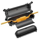 iwillink 2 Pack Outdoor Extension Cord Cover Waterproof - Weatherproof Electrical Connection Box for Outdoor Outlet, Plug, Socket, Christmas Holiday Decoration, Power Tool, Black