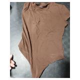 SUUKSESS Women Short Sleeve Bodysuit Crew Neck Thong Body Suit Shirts Basic Tops (Coffee, XL)