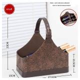 Leather Storage Basket,MDF Structure Wine Flowers Fruits Magazine Holder Rack/Bins,with Top Handle for Holiday Presents Gifts Display (Small, Vintage)