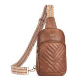 Telena Sling Bag Crossbody Leather Fanny Pack Cross Body Purse Chest Bag for Women with Adjustable Strap Brown