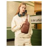 Telena Sling Bag Crossbody Leather Fanny Pack Cross Body Purse Chest Bag for Women with Adjustable Strap Brown
