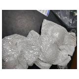 Women 1920s Formal Dress Tassels Sleeve Sequins Gatsby Maxi Evening Gown (L, Silver)