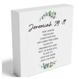 Jeremiah 29:11 Wooden Box Sign Desk Decor Christian Bible Gifts for Women Bible Verse Decorations for Home Office Shelf Table Desk Gifts for Women Men Mom 5 x 5 Inch