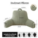 PAJEO Reading Pillow for Sitting in Bed, Large Backrest Reading Pillow with Arm Rest,Back-Rest Support Cushion for Sit Up on Couch, Sofa, and Floor, Dorm Essentials (Green Flannel, Standard(17inch))