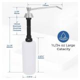 Stardrix Heavy Duty Brass Countertop Liquid Soap Dispenser, Commercial Grade Top Fill Built-in Soap Dispenser with 34 oz/ 1L Bottle for Bathroom, Kitchen, Public Restroom, Chrome Finish, 6in Spout