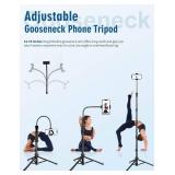 Nineigh Phone Tripod, 85 Tripod for Cell Phone iPhone with Gooseneck, Aluminum Tripods Stand for Video Recording Photo Vlog, Travel Cellphone Tripod with Remote Compatible with iPhone Android