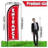 Buryeah Entrance Feather Flag 11 x 7.9 ft Entrance Swooper Flag with Pole Kit and Ground Spike for Business Advertising Banner Sign for Outside(Red)