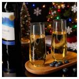 FOCUSLINE 9 Oz Clear Plastic Champagne Flutes, Stemless Plastic Champagne Glasses Clear, Heavy Duty Toasting Glasses, Shatterproof and Disposable Cups Perfect For Any Party