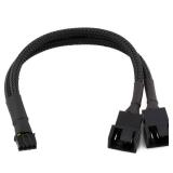 CRJ Micro 4-Pin GPU Dual Fan Adapter Cable - 6-Inch (15cm), Black Sleeved - Micro PH (2.0mm) PWM Graphics Card Fan Adapter for Connecting Two 3-Pin & 4-Pin PC Fans