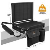 APEXUP Stadium Seats with Back Support, Portable Bleacher Seat with Large Pocket and Cup Holder, Wide Stadium Chair for Sports Events and Concerts (Black)