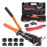 VEVOR Copper Pipe Crimping Tool, Hydraulic Driven Press Tool with 1/2, 3/4, 1 Jaws for Copper Pipe and 3/8, 1/2, 5/8, 3/4, 1 Jaws for ASTM F1807 Pex Pipe Copper Ring