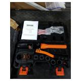 VEVOR Copper Pipe Crimping Tool, Hydraulic Driven Press Tool with 1/2, 3/4, 1 Jaws for Copper Pipe and 3/8, 1/2, 5/8, 3/4, 1 Jaws for ASTM F1807 Pex Pipe Copper Ring