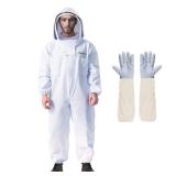 LONGADS Professional Bee Suit for Men Women, Beekeeping Suit Beekeeper Suit with Glove &Ventilated Hood, Multi-Size Bee Outfit for Backyard and Bee Keeper for Bee Keeper Catcher Christmas Costume XXL