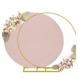 6ft Round Backdrop Stand and Cameo Brown Covers 1 Stable Balloon Arch Stand with Base and 1 Polyster Circle Arch Cover Metal Wedding Arch Backdrop Stand Frame for Party Baby Shower Garden Decoration