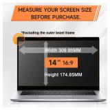 Nano Laptop Privacy Screen 14 Inch 16:9, No Glue Computer Monitor Privacy Shield, Matte Anti Glare Blue Light Filter Compatible with Lenovo Hp Dell Acer Asus Thinkpad Envy Xps