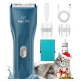oneisall Pet Clipper for Cat Matted Hair, Pet Shaver for Cats Quiet Pet Clippers Waterproof Cordless Cat Clippers for Matted Hair Long Hair with Storage Bag (Green)