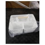 rejomiik Portable Shower Caddy Basket Plastic Cleaning Caddy Organizer Storage Tote with Handle for Bathroom, College, Dorm Room Essentials, White