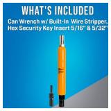 Jonard Tools M-216CKIT, Impact Resistant Hex Can Wrench Kit with 7/16 and 3/8 Hex Sockets, Ergonomic Handle, Built-In Wire Stripper 22 AWG + Hex Security Key Insert 5/16 and 5/32 NO SECURITY KEY