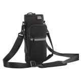 Nuovoware Water Bottle Carrier Bag, 25oz/32oz Bottle Pouch Holder, Adjustable Shoulder Hand Strap 2 Pocket Sling Neoprene Sleeve Sports Accessories for Hiking Travelling Camping, Black