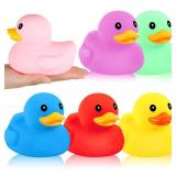 Deekin 5 Pcs 5 Inch Multicolor Large Rubber Duck Assortment Toy Duckies Bulk Gaint Squeak Rubber Duckies for Kid Baby Bath Shower Pool Classroom Summer Beach Activity
