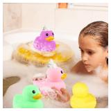 Deekin 5 Pcs 5 Inch Multicolor Large Rubber Duck Assortment Toy Duckies Bulk Gaint Squeak Rubber Duckies for Kid Baby Bath Shower Pool Classroom Summer Beach Activity