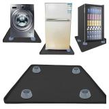 QinSuiKai Mini Fridge Silicone Mat with Raised Edges, 20 x 20 x 0.6 Mini Fridge Drip Tray With 4 Base Raisers,Mini Refrigerator Carpets Floor Protector (Small Black)