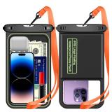 Temdan 2 Pcs Floating Waterproof Phone Pouch,[Up to 10 Large] Universal IPX8 Waterproof Cell Phone Dry Bag with Lanyard for iPhone 16 Pro Max/16E/15/14/13/12/11,Galaxy S25 Ultra/S24/S23 for Vacation