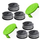 YWTESCH 8 Pack Weed Wacker String Fit for Greenworks String Trimmer, 0.065-18Ft Dual String Trimmer Line Auto-Feed Weed Eater String Replacement Parts Spool(6-Pack) Cap Cover(2-Pack)