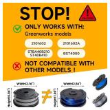 YWTESCH 8 Pack Weed Wacker String Fit for Greenworks String Trimmer, 0.065-18Ft Dual String Trimmer Line Auto-Feed Weed Eater String Replacement Parts Spool(6-Pack) Cap Cover(2-Pack)