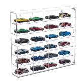 JUESHA 2 Pack Acrylic Display Case for Hot Wheels Storage 1/64 Scale, 6 Levels 24 Slots Toy Cars Showcase Wall Mount or Desktop, Clear Display Organizer for Diecast Matchbox Model Car Tabletop