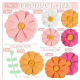 SUNBEAUTY Daisy Paper Flowers Party Decorations, Party Flower Decorations, Orange Yellow Flowers Wall Hanging, 1st Birthday Bridal Baby Shower Wedding Classroom Tea Party Daisy Decor