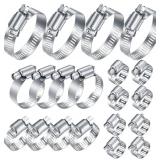 20Pcs Adjustable Stainless Steel Hose Clamps Assortment Kit, 1/4-2 in (6-51mm) Worm Gear Pipe, Fuel LineHeavy Duty for Plumbing, Washing Machine, Mechanicalï¼Garden and Automotive Hose Connections