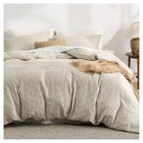 Bedsure Luxury Waffle Duvet Cover Queen Size - Textured Duvet Cover Set, Soft, Breathable Bedding Set (90x90) with 2 Pillow Shams for All Season, Linen, Comforter Not Included