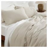 Bedsure Luxury Waffle Duvet Cover Queen Size - Textured Duvet Cover Set, Soft, Breathable Bedding Set (90x90) with 2 Pillow Shams for All Season, Linen, Comforter Not Included