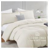 Hearth & Harbor Off White Duvet Cover Queen Size - 3 Piece Queen Duvet Cover Set, Soft Double Brushed Queen Size Duvet Covers with Button Closure, 1 Duvet Cover 90x90 inches and 2 Pillow Shams
