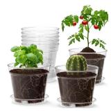 WSMKSZ 4 Inch Clear Nursery Pots, 8 Pack Highly Transparent Plant Pots for Small Indoor Plants with Drainage Holes and Trays, Plastic Seedling Starter Planters for Flowers
