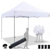 Retails for $146! 10x10 Ez Pop Up Canopy Tent Commercial Instant Shelter Canopies with Heavy Duty Roller Bag,Bonus 4 Canopy Sand Bags