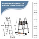 Retails for $160! A Frame Telescoping Ladder 16.5 FT Stainless Steel, 375lbs Capacity With Balance Bar and Movable Wheels, Multi-Purpose Collapsible for Indoor Outdoor Work