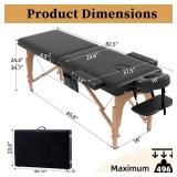 Retails for $126! civama Massage Table Massage Bed Portable, 29 LBs Light Weight 2 Section Foldable Tattoo Bed Facial Care Spa Lash Bed Height Adjustable Sturdy Wooden Frame with Accessories Carrying 