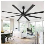 Retails for $247! ZMISHIBO 84 Inch Industrial DC Motor Ceiling Fan, Large Ceiling Fan with 8 Reversible Blades, 3 Downrods, 6-Speed Remote Control, Home or Commercial Ceiling Fans for Porch/Garage/Sho