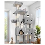 Retails for $170! Globlazer Extra Large Cat Tower, 81-inch Tall Cat Tree for Big Cats 20 lbs, XXL Heavy Duty Cat Scratching Tower for Indoor Adult Cats with 3 Cat Condos, 8 Scratching Posts, F81, Ligh