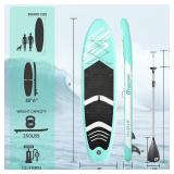 Retails for $127! Premium Inflatable Stand Up Paddle Board Inflatable(6 inches Thick) with Durable SUP Accessories & Carry Bag | Wide Stance, Surf Control, Non-Slip Deck, Leash, Paddle and Pump for Yo