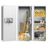 Retails for $200! White 33.46" Tall Sturdy Wall Safes Between the Studs 16" Centers, Fireproof in Wall Safe with Removable Shelf, Combination Lock Hidden Safe for Money Jewelry Passport Documents