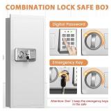 Retails for $200! White 33.46" Tall Sturdy Wall Safes Between the Studs 16" Centers, Fireproof in Wall Safe with Removable Shelf, Combination Lock Hidden Safe for Money Jewelry Passport Documents